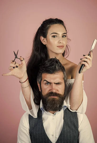 Client during beard and moustache grooming — Stock Photo, Image