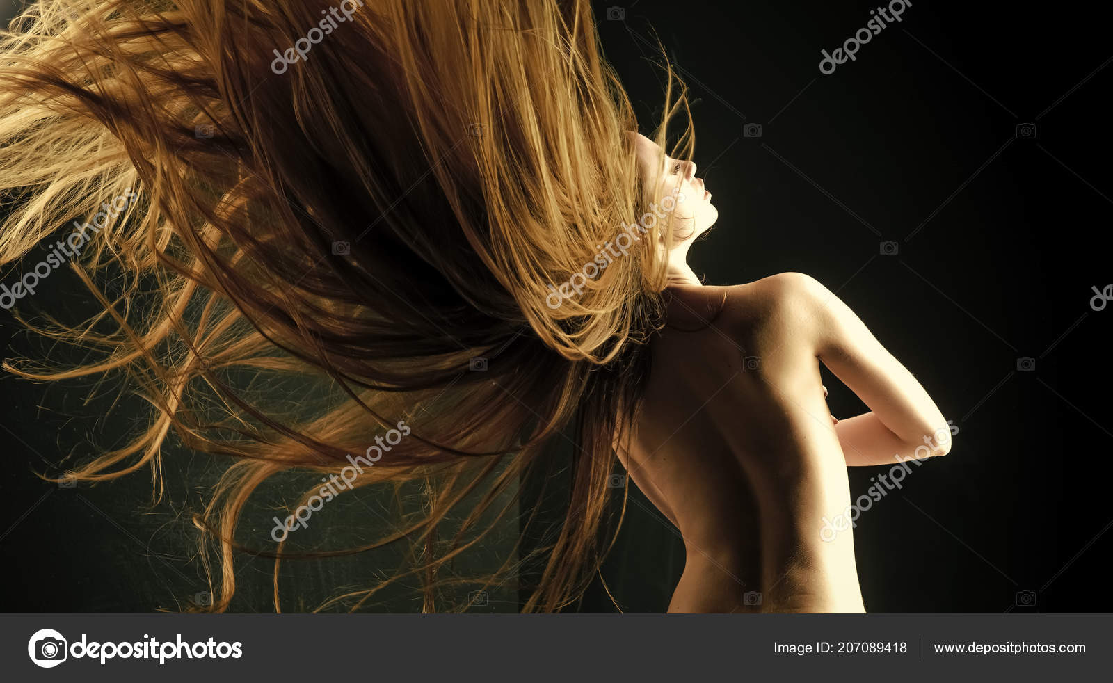 Woman Stylish Long Hair Naked Back Beauty Salon Fashion