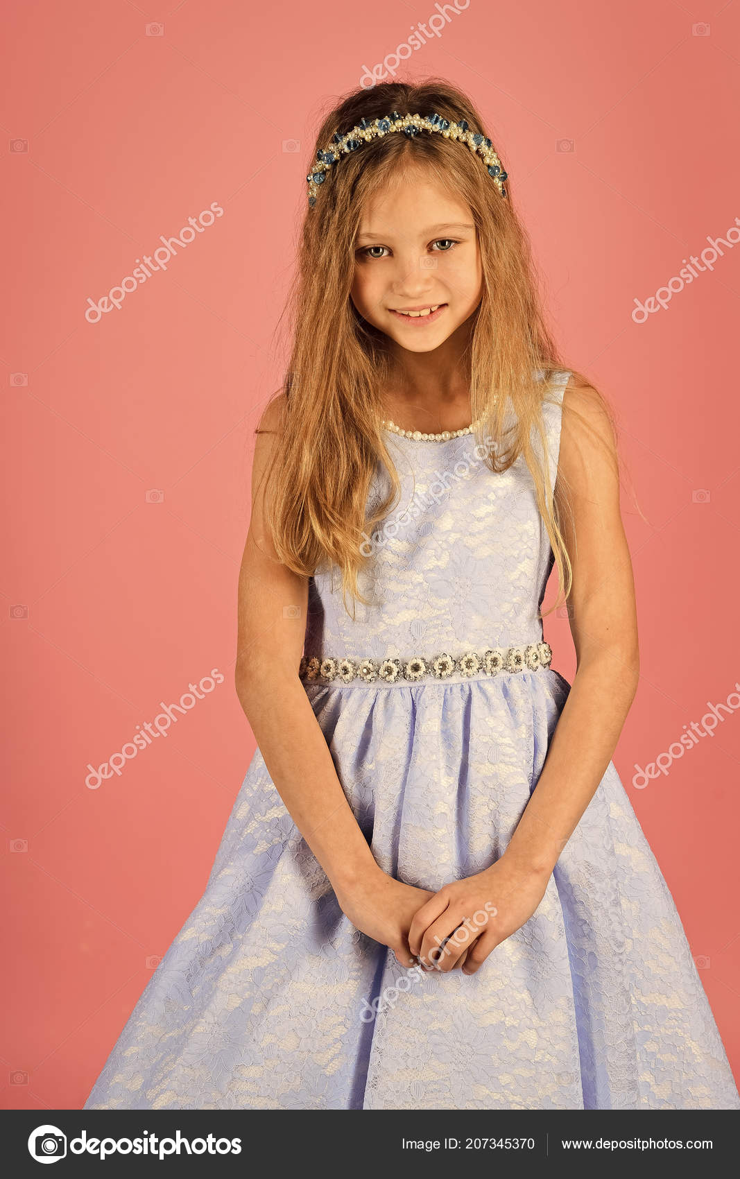 Cute Little Baby Girl Fashion Pretty Model Blonde Curly Lady