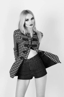 makyaj moda ceket veya ceket ile güzel kadın