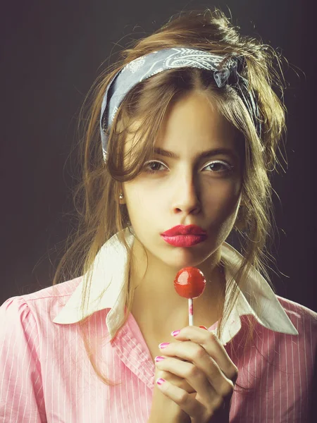 Pretty sexy girl with lollipop — стоковое фото