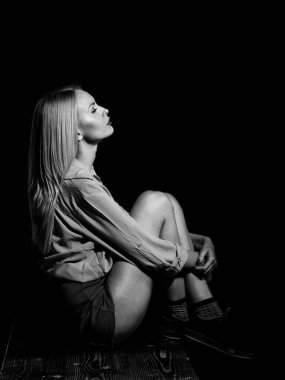 kadın ile Studio kırmızı dudaklar