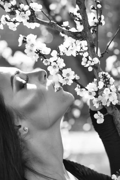 Kvinna med våren Blom — Stockfoto