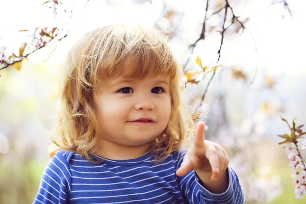 Little boy with blossom — Stock Photo, Image