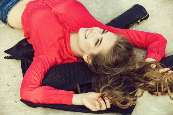 Girl in red blouse. — Stock Photo, Image