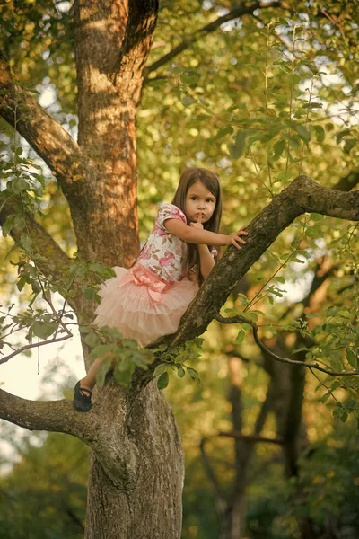 Girl with finger show hush silence sign, gesture on tree — Stock Photo, Image