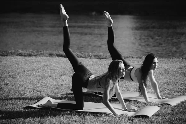 Allenamento e stretching femminile . — Foto Stock