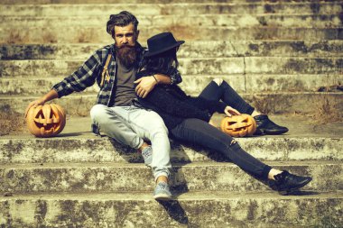 Halloween çift kabak ile