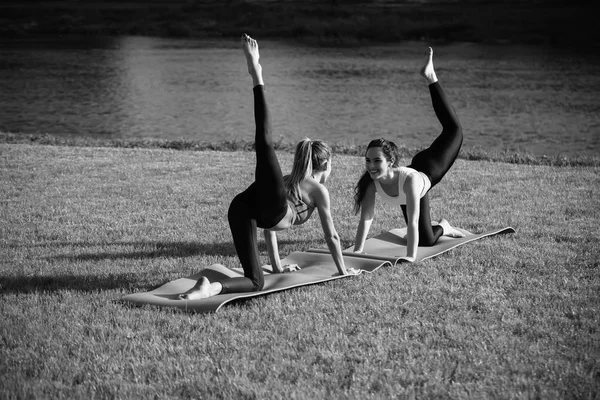 Spor egzersiz fitness mat kadınlara — Stok fotoğraf