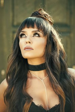 Sağlıklı bir cilt ile yüz makyaj ile kız