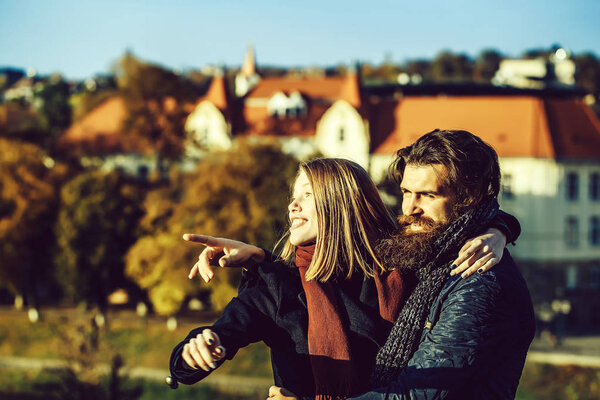 Young couple in autumn park