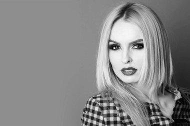 makyaj moda ceket veya ceket ile güzel kadın