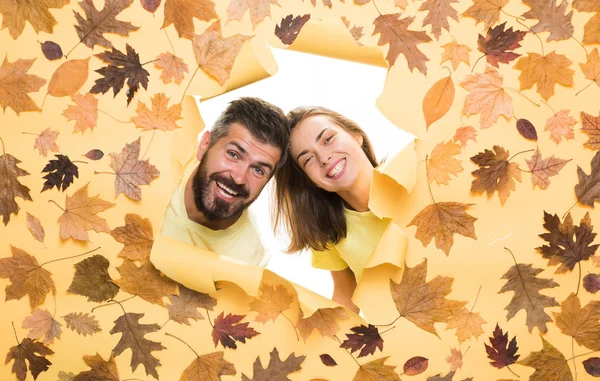 Autumn couple in love. Autumn trend and vogue. Ready for text. Autumn is a beautiful and colourful time of year. Hello Autumn and Dreams.