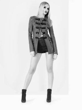 makyaj moda ceket veya ceket ile güzel kadın