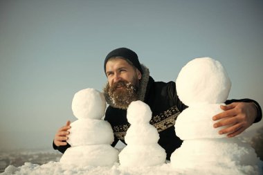 Noel Baba hipster ceket ve kardan adam.