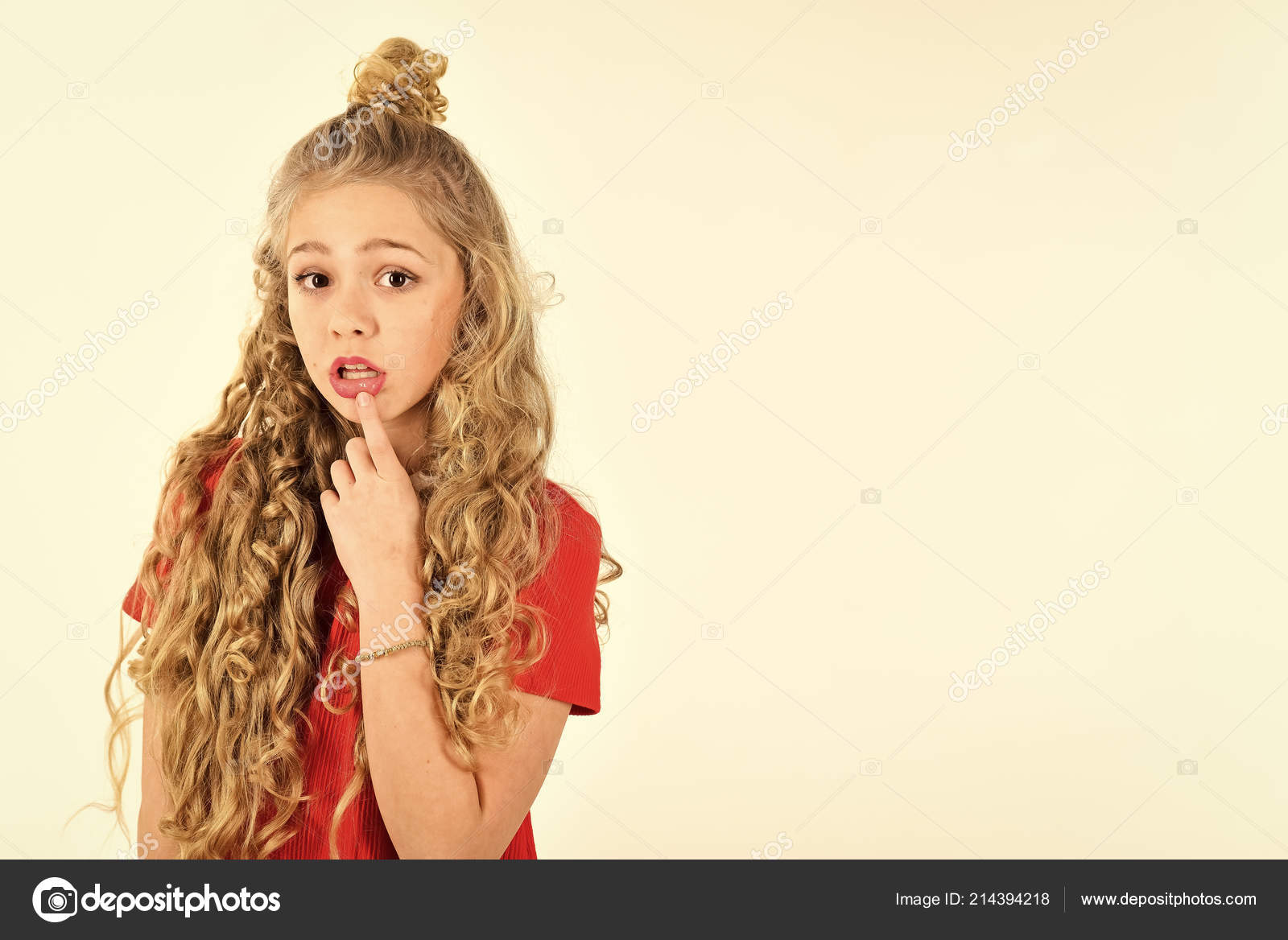 Cute Little Girl With Happiness Curly Hair Charming Smile