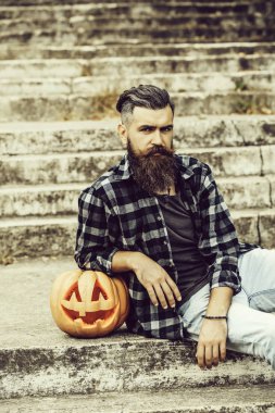 Cadılar Bayramı Balkabağı adamla sakallı