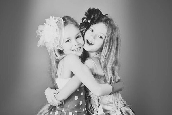 Fashion and beauty of little princess. fashion style and retro kids