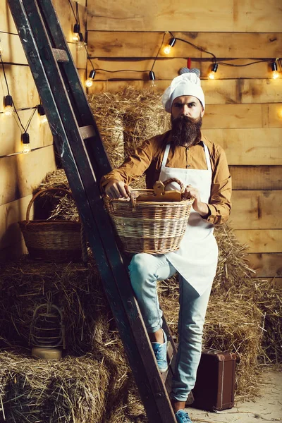 Chef guapo cocinero o panadero — Foto de Stock