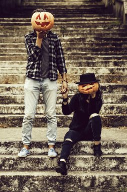 Halloween çift kabak ile