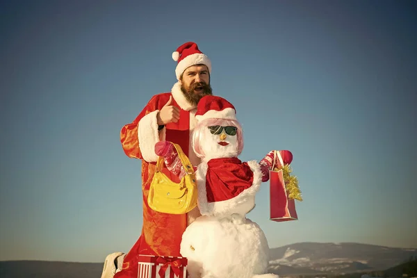 Santa hipster with thumbs up hands