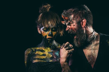 Cadılar Bayramı hipster şeytan Not kafatası makyaj ile kız