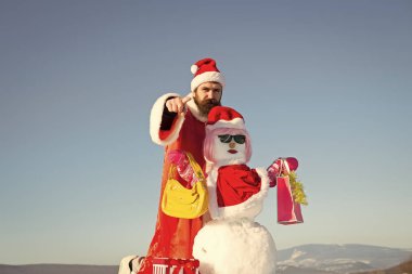 Parmak el işaret ile Noel Baba adam