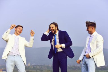 iş moda, beyaz ve mavi kıyafetiyle, mutlu insanlar pazarlama