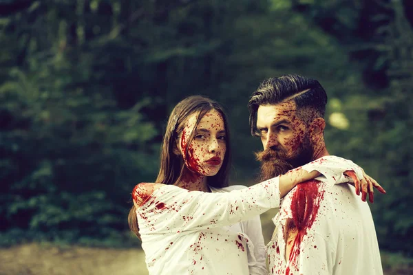 Coppia di Halloween con sangue — Foto Stock