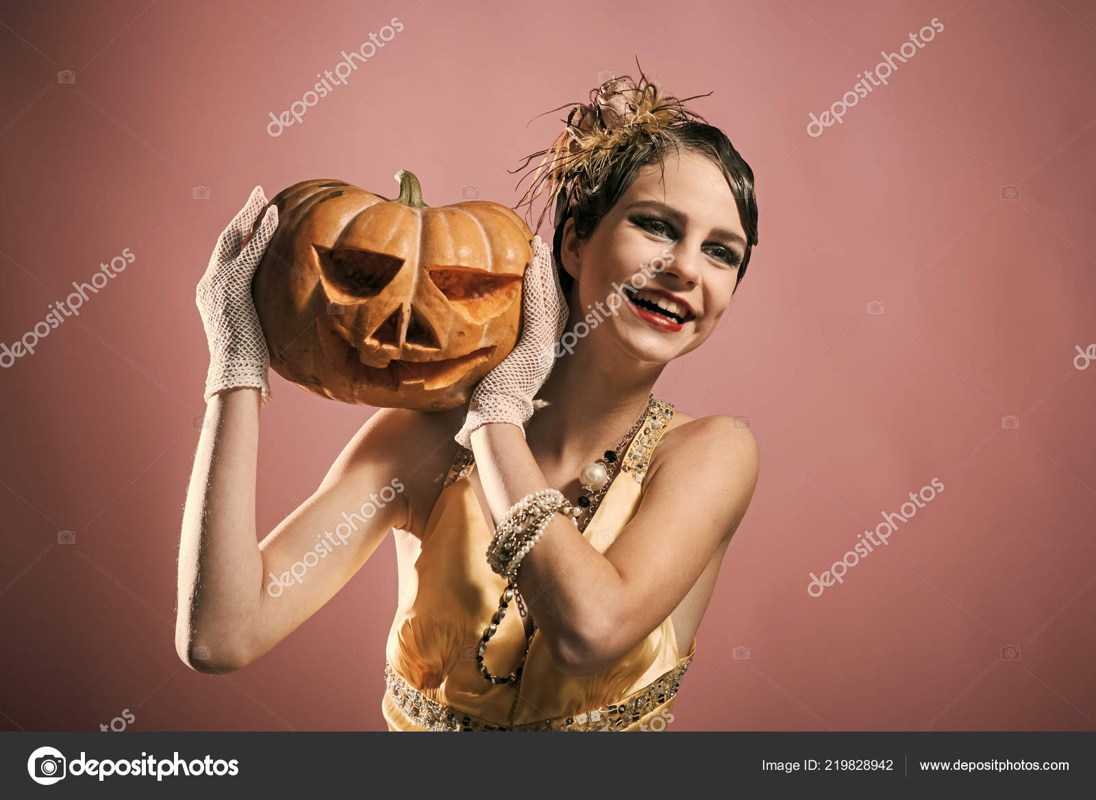 Halloween Pin Pretty Fashion Model Pink Background Girl Yellow