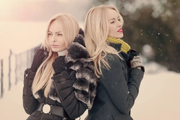 Mujeres de pie al aire libre en el día de invierno —  Fotos de Stock