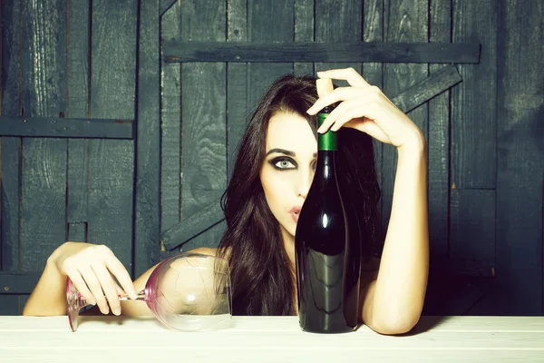 Sexy woman with wine