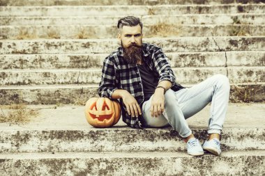 Cadılar Bayramı Balkabağı adamla sakallı