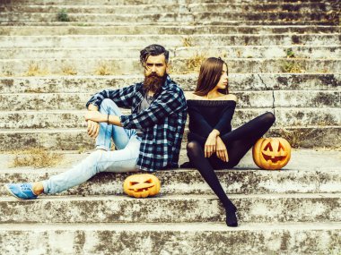 Halloween çift kabak ile
