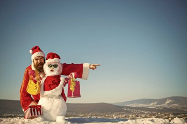 Parmak el işaret ile Noel Baba adam