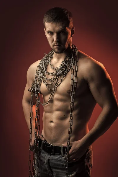 Homem muscular com corda — Fotografia de Stock