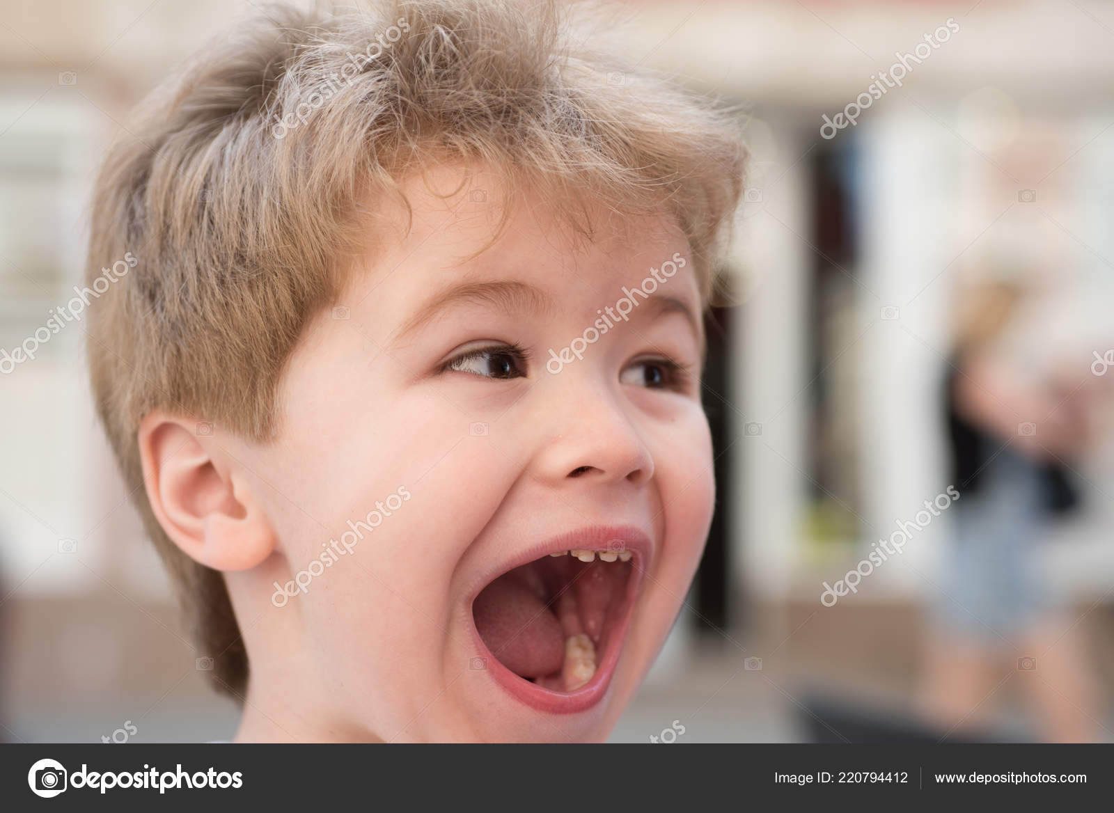 Full Of Emotions Little Child With Stylish Haircut Little Child