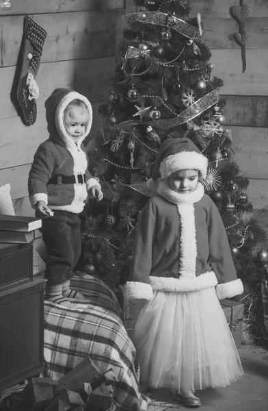 Παιδί του Άγιου Βασίλη στο χριστουγεννιάτικο δέντρο. — Φωτογραφία Αρχείου
