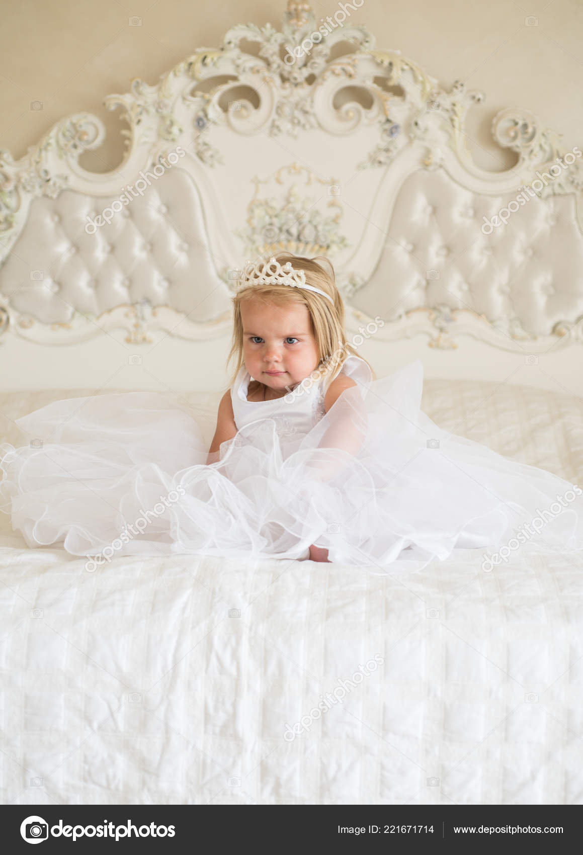 So Good To Be The Queen Little Child With Long Blond Hair Little