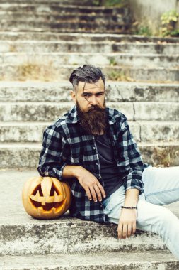 Cadılar Bayramı Balkabağı adamla sakallı