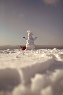 Christmas snowman in chef hat