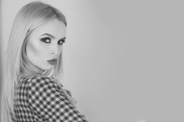 kız ya da kadın makyaj moda ceket veya ceket ile