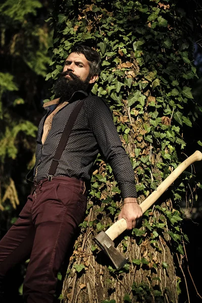 Hombre leñador en el bosque — Foto de Stock