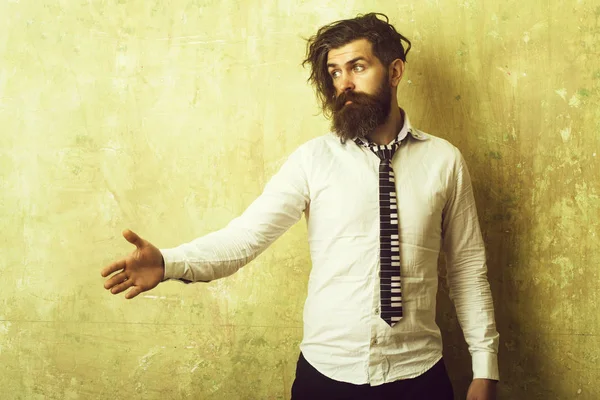 Hipster in shirt and musical tie. — Stock Photo, Image