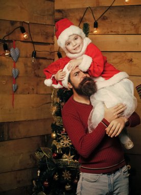 Noel Baba çocuk ve sakallı adam, Noel ağacı.