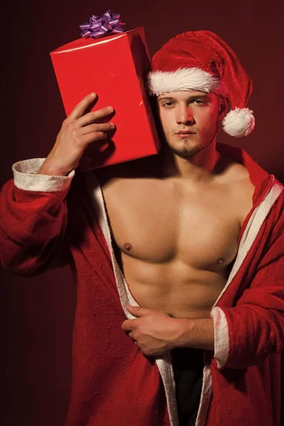 Call boy or sexy athlete man at xmas. — Stock Photo, Image