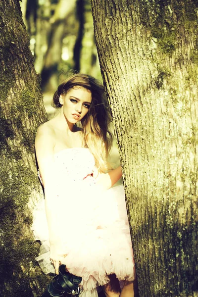 Fată elegantă lângă copac — Fotografie, imagine de stoc