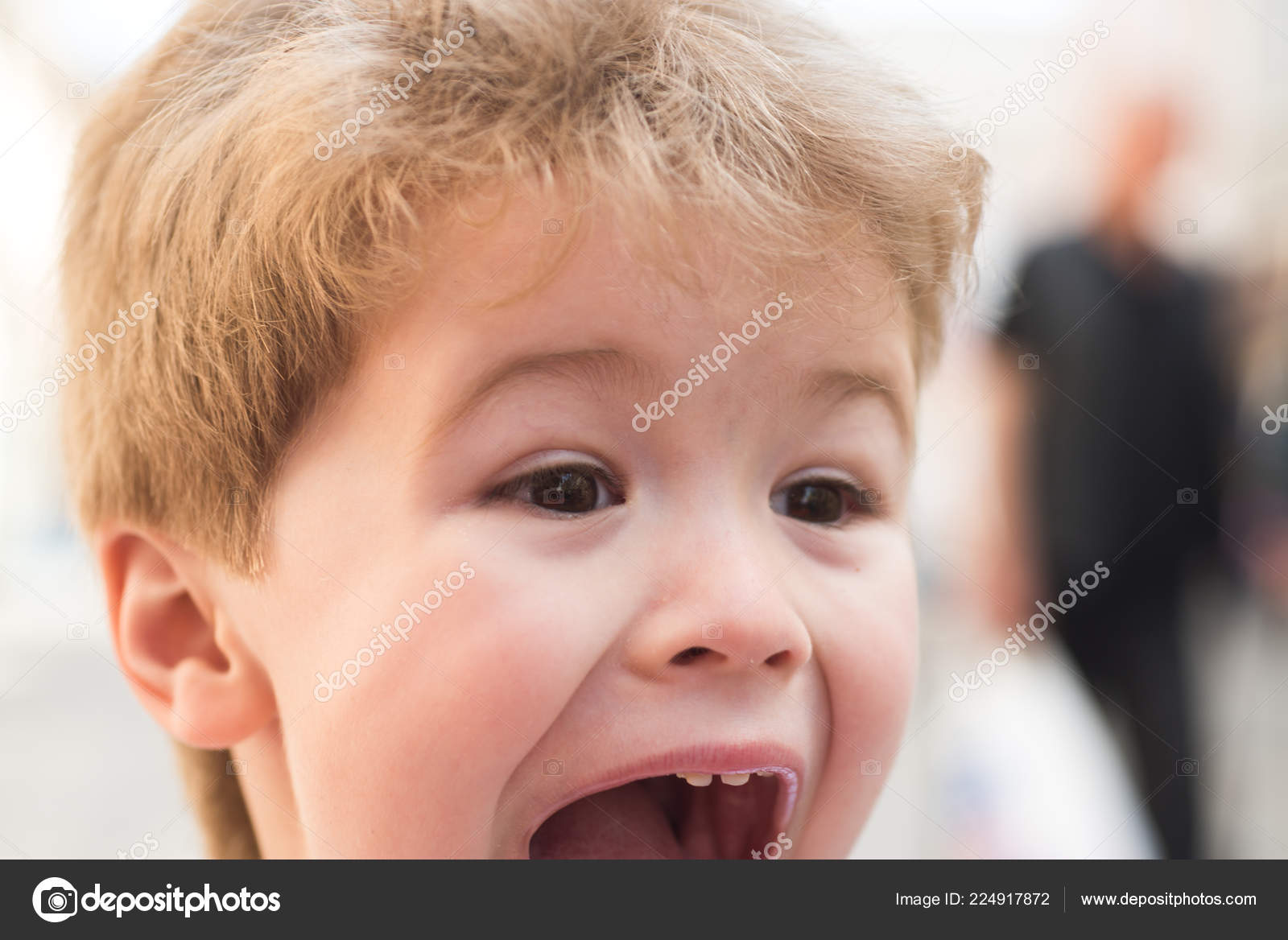 Feeling Angry Little Child With Stylish Haircut Little