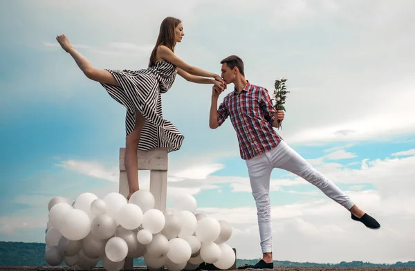 Two hearts full of love. Romantic relations between ballerina and ballet partner. Ballet couple into love relations. Couple in love. Ballet dancers falling in love