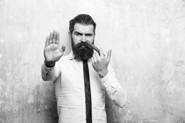 adam ciddi bir yüz yasaktır puro üzerinde sakallı